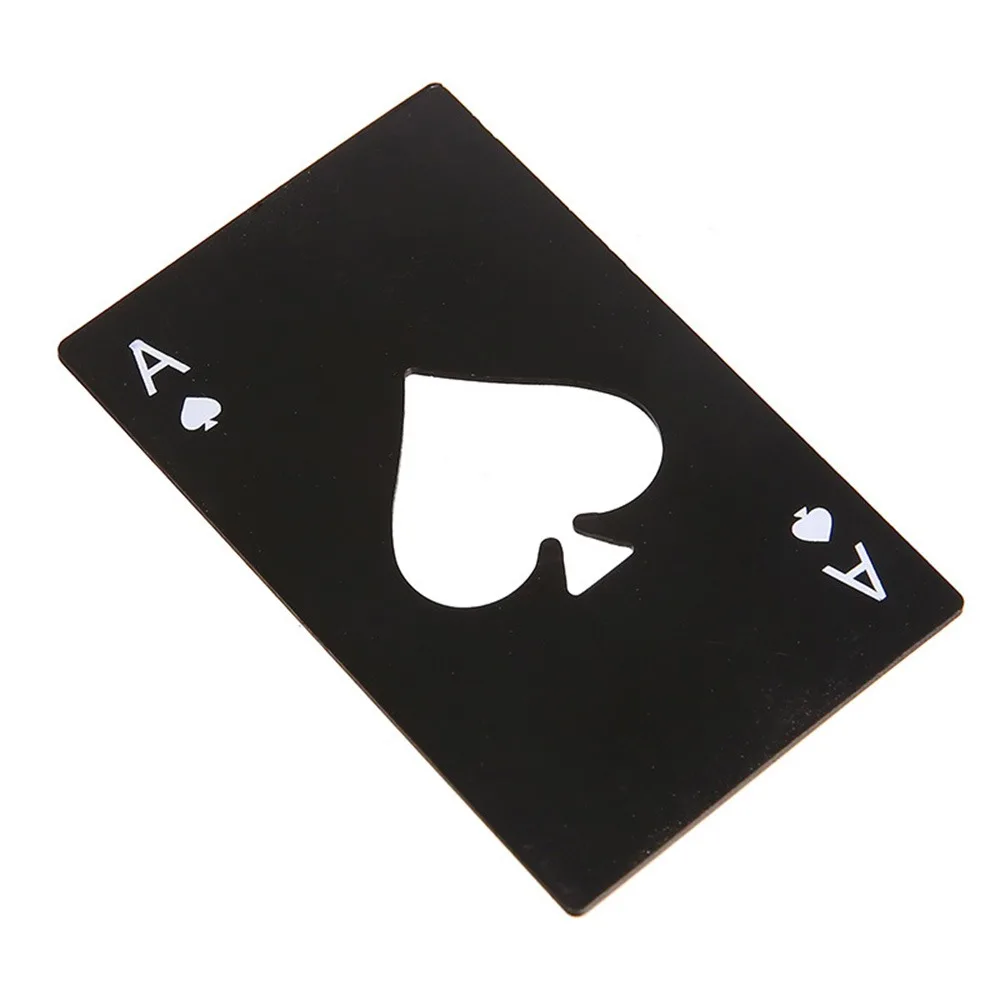 Черный колода для покера пивная бутылка открывашка для персонализированные Нержавеющая сталь открывашка для бутылок размером с кредитную карту карта-открывалка пик панели инструментов