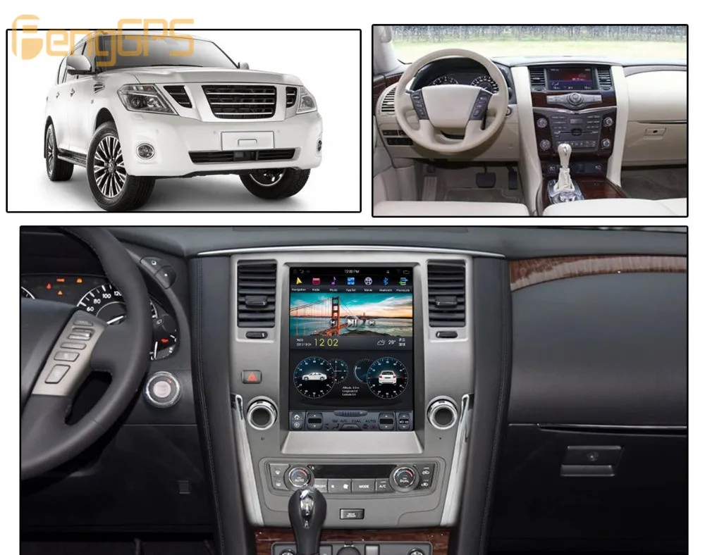 Android 9,0 Tesla вертикальный экран Автомобильный плеер gps навигация для NISSAN PATROL 2010- аудио плеер 12,1 дюймов