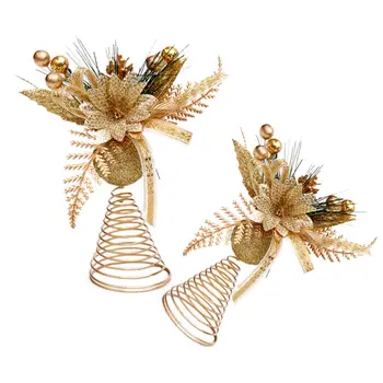 

2Pcs Home Christmas Tree Top Star Iron Festival Treetop Decoration (Golden)