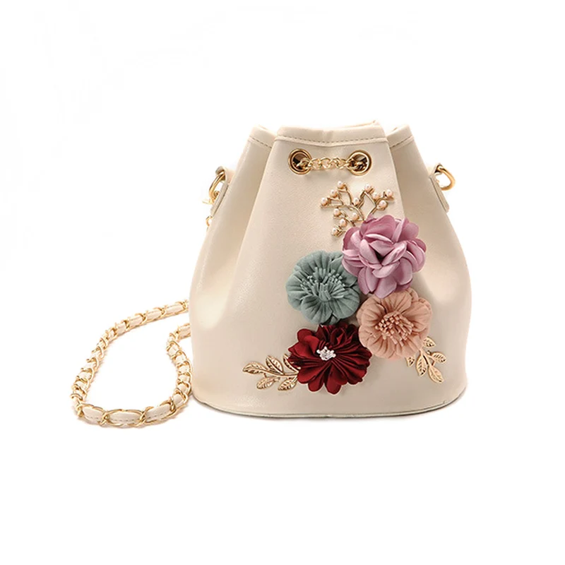 1 Pcs Womens Shoulder Crossbody Bag Flower PU Drawstring Fashion for Shopping-OPK