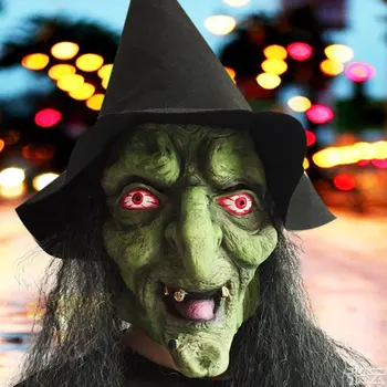 

Halloween Long Hair Grimace Mask Scary Witch Mask Scary Latex Tape Hat Dance Party Performance Props