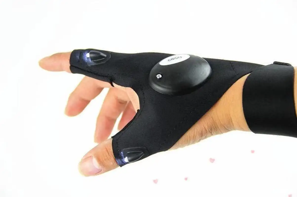 

Car Bike Tire Repair tool Night Fishing Glove with LED Light Rescue Tools Outdoor Gear Magic Strap Fingerless Glove