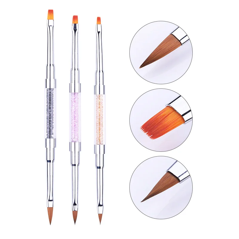 

1 PC Double Head Nail Art Brush Drawing Lines Flowers Painting Nail Pen Dual-ended Handle Nail Art UV Gel Extension Tool