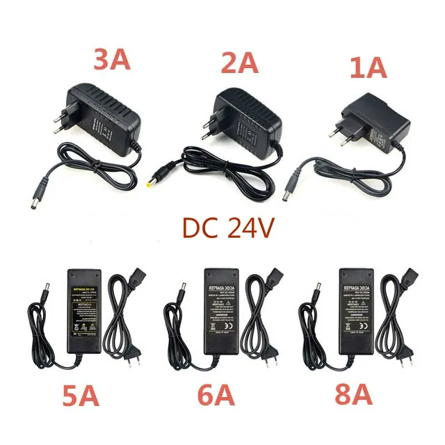

24V Power Supply Adapter 1A 2A 3A 5A 6A 8A DC DC 24 V Volt 24W 48W 72W Lighting Transformers LED Driver Power Adapter Strip Lamp
