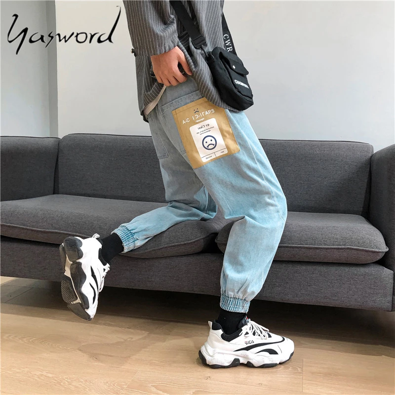 Yasword/мужские джинсы; джинсовые брюки для подростков; свободные джинсы; сезон весна-осень; повседневные Модные брюки; прямые брюки в стиле хип-хоп