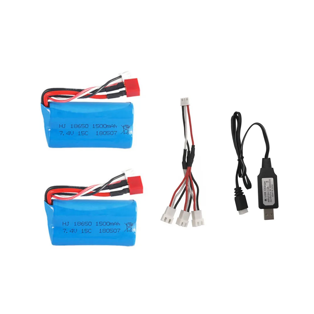 7,4 В 1500 мАч 18650 lipo Батарея+ USB Зарядное устройство для Wltoys 12428 12401 12402 12403 12404 12423 FY-03 FY01 FY02 батареи для радиоуправляемых игрушек