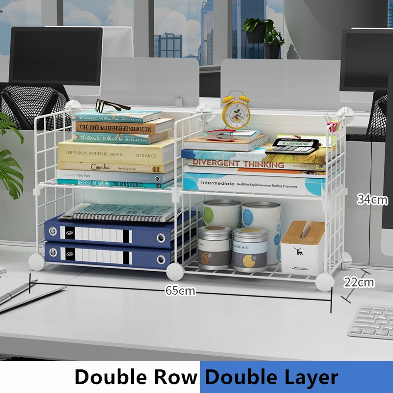 2 Row 2 Layer White Настольная подставка для хранения папка для офисных бумаг косметические продукты для ванной Органайзер полка кухня Съемная прочная металлическая рамка для дома - Цвет: 2 Row 2 Layer White
