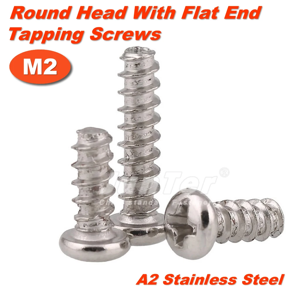 M2 x 6mm 2mm A2 Stainless Steel Flat Point Grub Hex Socket Set Screws Metric DIN913 100pcs//lot M2
