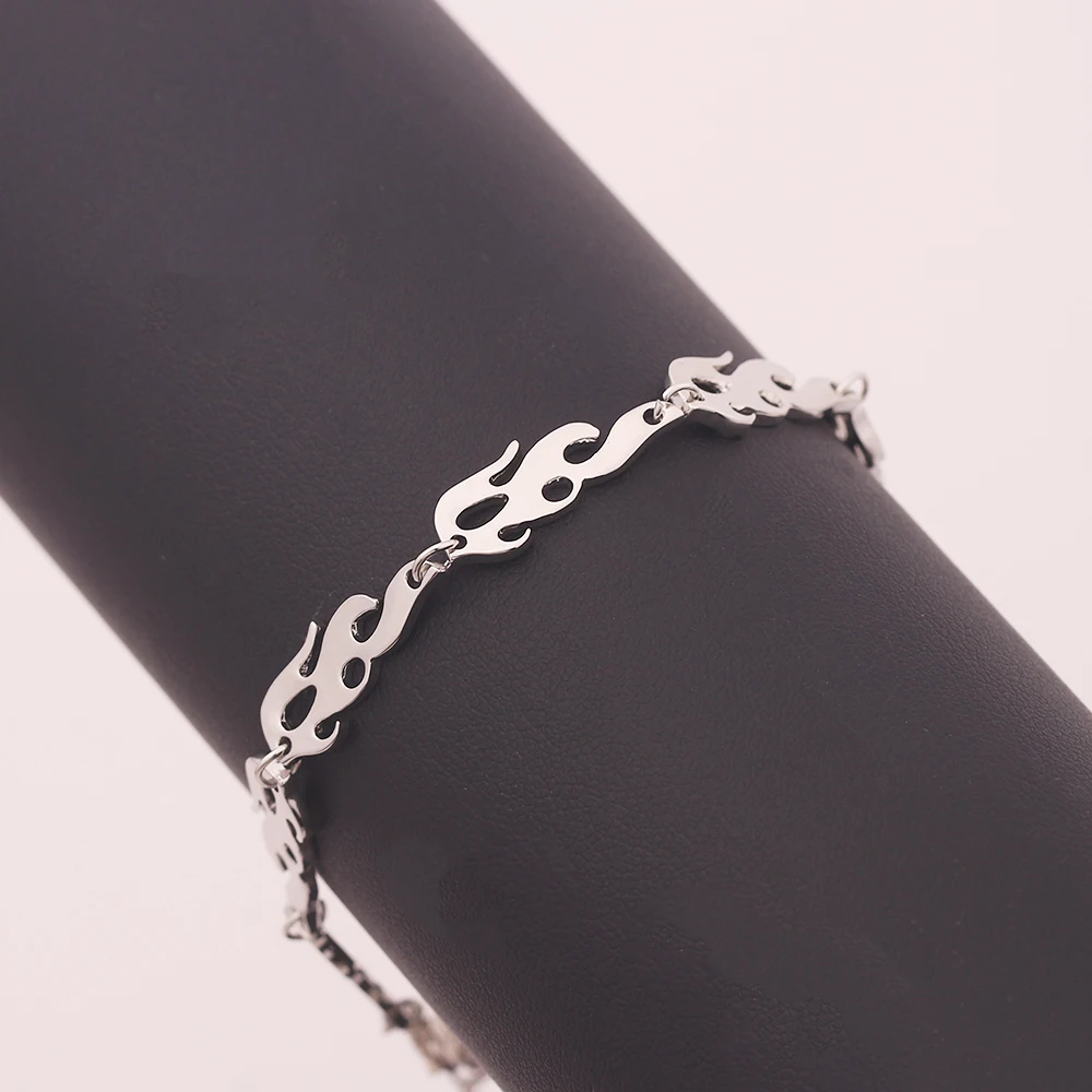 Креативный браслет в форме пламени из серебряного цинкового сплава Харадзюку, браслет с регулируемой длиной цепи, браслеты в стиле хип-хоп, ювелирные изделия