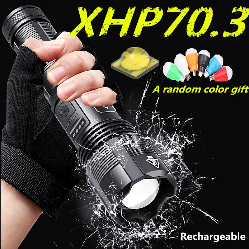 Highest lumens most powerful XHP70.3 Led Flashlight Torch Powerful