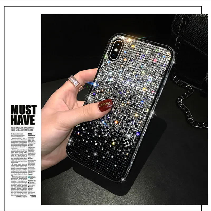 Роскошный градиентный полный Алмазный чехол для телефона fundas для iPhone 11 Pro XR XS MAX X 7 8 6s Plus Роскошные блестящие стразы мягкий чехол