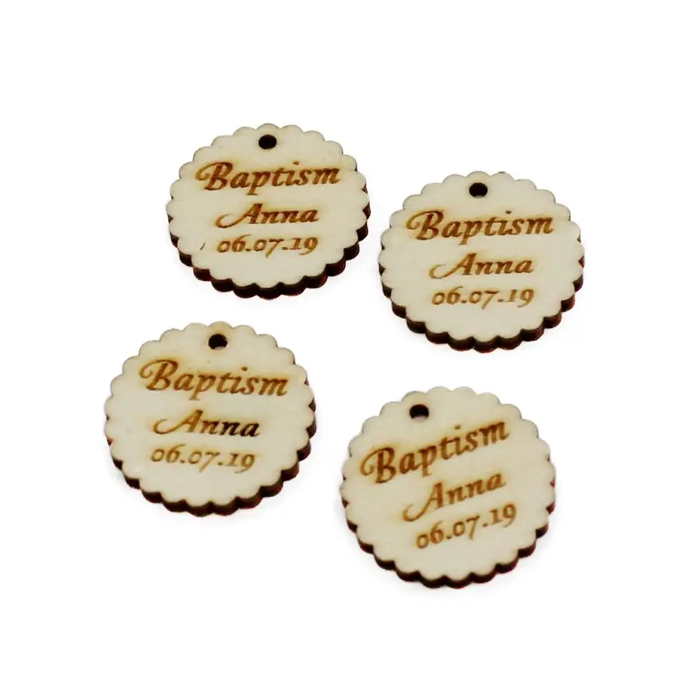 Style 8 With Hole 50pcs Personalised Engraved Wooden Wave Circle Table Centerpieces Custom Name Tag For Wedding Baby Shower Guest Gift Decor - Цвет: Style 8 With Hole