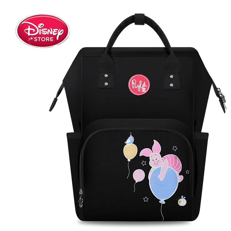 Натуральная сумка disney мягкий подгузник рюкзак Минни Микки Маус сумка для ухода за ребенком сумка для детской коляски дорожная сумка для беременных - Цвет: black