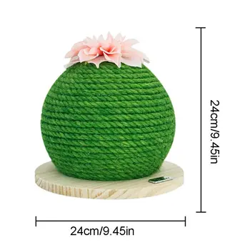 

Cactus Scratching Poster with Flower Decor Cat Ball Scratch Wooden Board Cat Toy