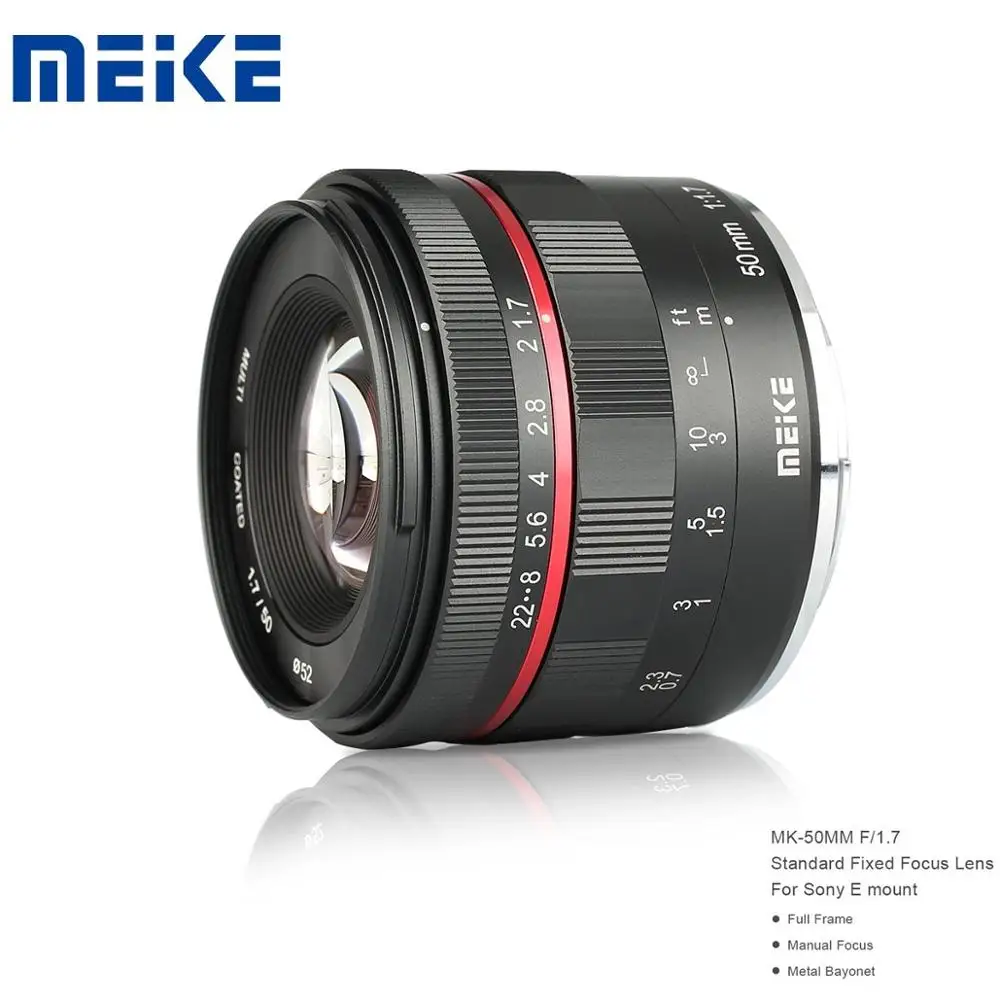 Meike MK-E-50-1.7 50mm f 1.7 Large Aperture Manual Focus lens Full frame For Sony E Mount A9 A7M3 A7R3 A5000 A6500 A6000 Camera Meike MK-E-50-1.7 50mm f 1.7 Large Aperture Manual Focus lens Full frame For Sony E Mount A9 A7M3 A7R3 A5000 A6500 A6000 Camera