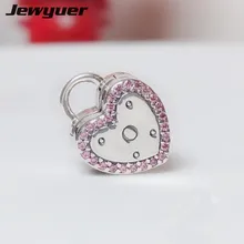 День святого валентина замок ваше обещание клип серебро 925 сердце талисманы подходят браслеты из стерлингового серебра 925 DIY ювелирные изделия KT088