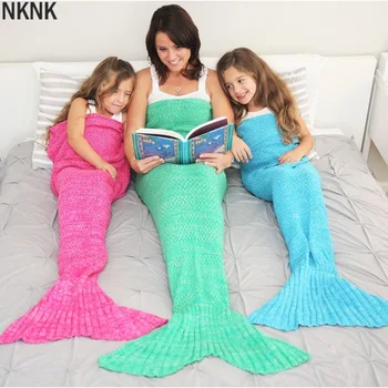 

19 Colors Mermaid Tail Blanket Crochet Mermaid Blanket For Adult Super Soft All Seasons Sleeping Knitted Blankets