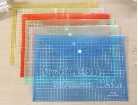 5 mix colors 50 шт А4 прозрачные Офисные Сумки для учебы, прозрачная папка, папка для закрывания, сумка для информации о цветовой классификации - Цвет: 5 mix colors