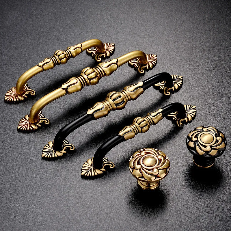 

European style copper cabinet door cabinet hardware cabinet wardrobe door handle antique drawer pure copper handle furniture