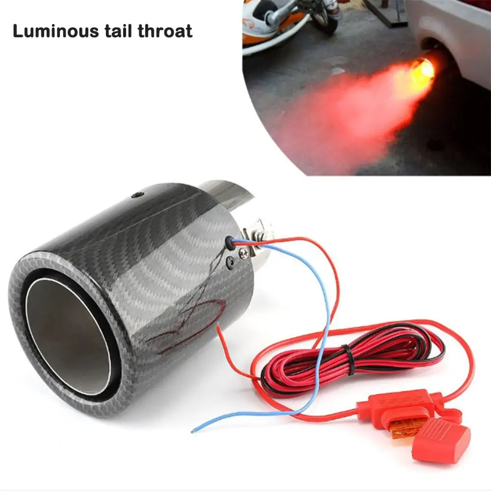 Car Auto Modified Exhaust Pipe Tip Carbon Fiber Red Baking Paint Stainless Steel