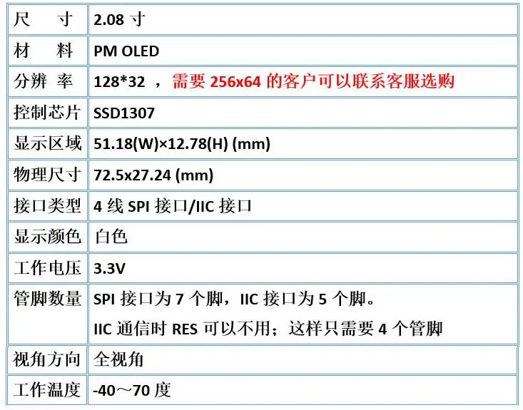 5/7Pin 2,08 дюймовый OLED дисплей модуль ЖК-экран Серийный экран SSD1307 12832 модуль дисплея