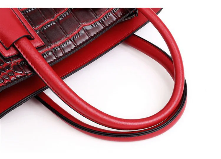 PU Leather Faux Crocodile Print Handbags Purse Fashion fashion crossbody bag for women 2019 Famous brand Brand Shoulder Bags Red (16)