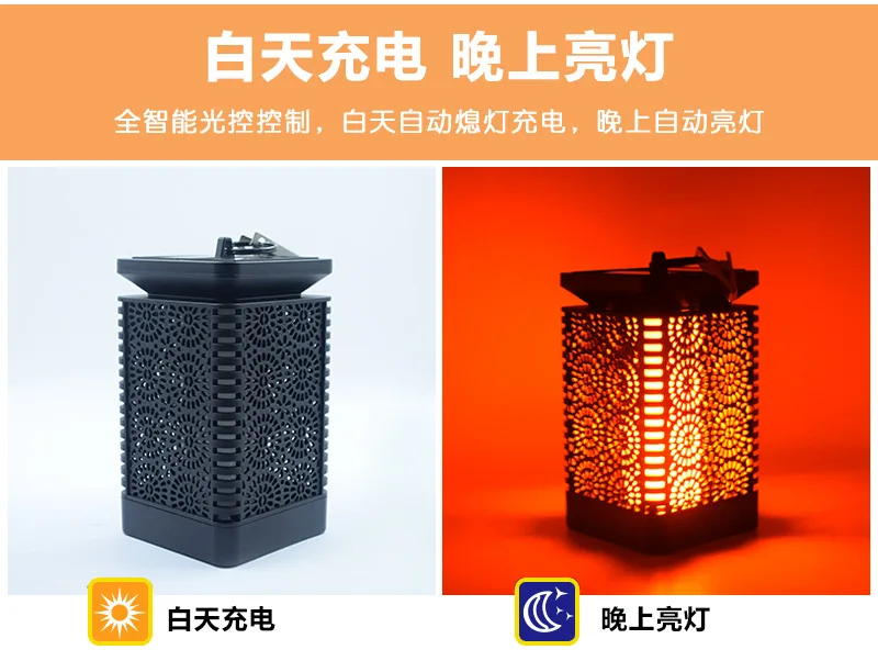 Amazon Hot Selling Retro Solar Model Flame Light Outdoor Waterproof LED Hanging Light Courtyard Decoration Landscape Lamp