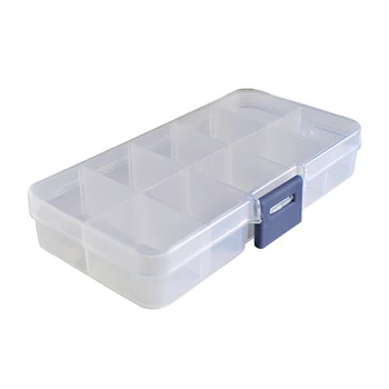 

10Pcs 10 Compartments Plastic Nail Art Tips Craft Jewellery Storage Case Box UK