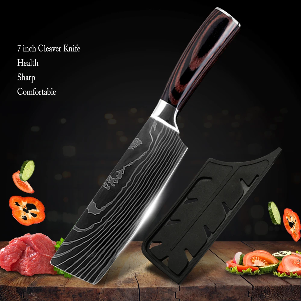 Cleaver ножи накири 7-дюймовый немецкий нож из высокоуглеродистой нержавеющей стали