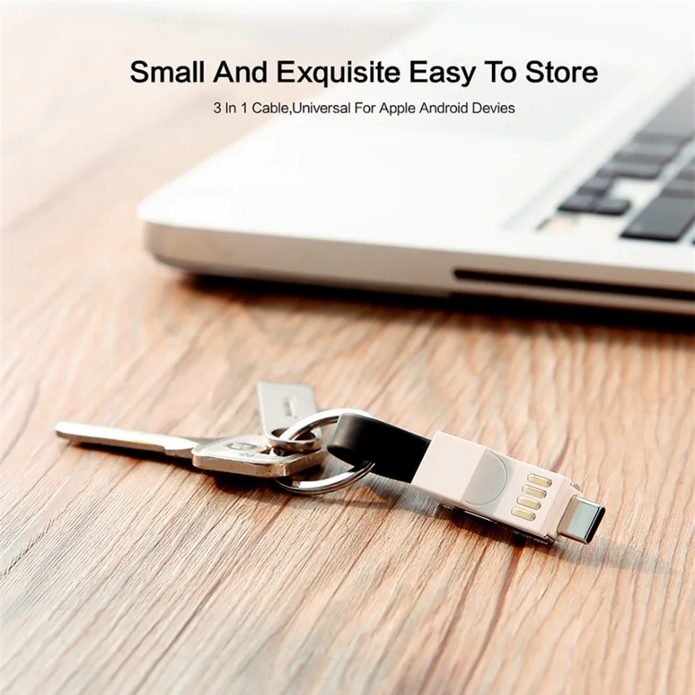 Короткий брелок USB Магнитный кабель 3в1 Micro usb type C световые ...