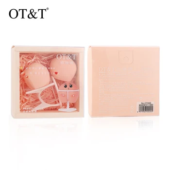 

OT&T 3pcs Makeup Sponge Sets Soft Peach Shape Comstics Puff With Makeup Sponge Holder For Liquid Foundation Cream and Powder