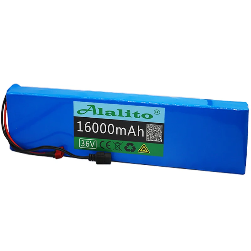 Alalito 36V 16Ah 500W high power capacity 42V 18650 lithium battery pack Ebike electric bicycle bicycle scooter with BMS