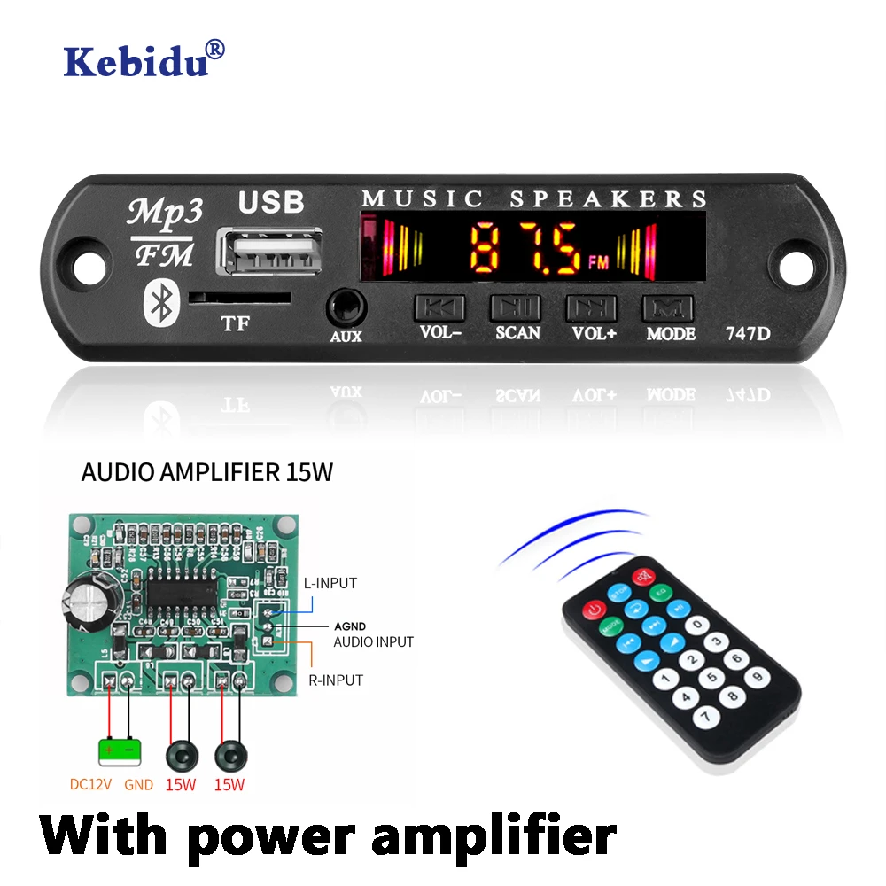 Wireless bluetooth 5.0 DC 9V12V mp3 player audio module WMA Decoder Board SD TF USB FM receiver Remote Control For Car radio Kit