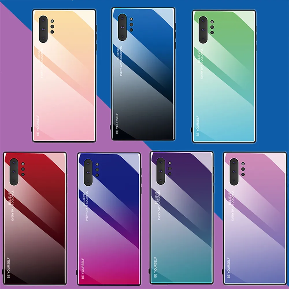 

Gradient Tempered Glass Case For Samsung Galaxy Note 10+ 5G Note10 Hard Back Case Cover For Samsung Note 10 10plus Fundas Capa
