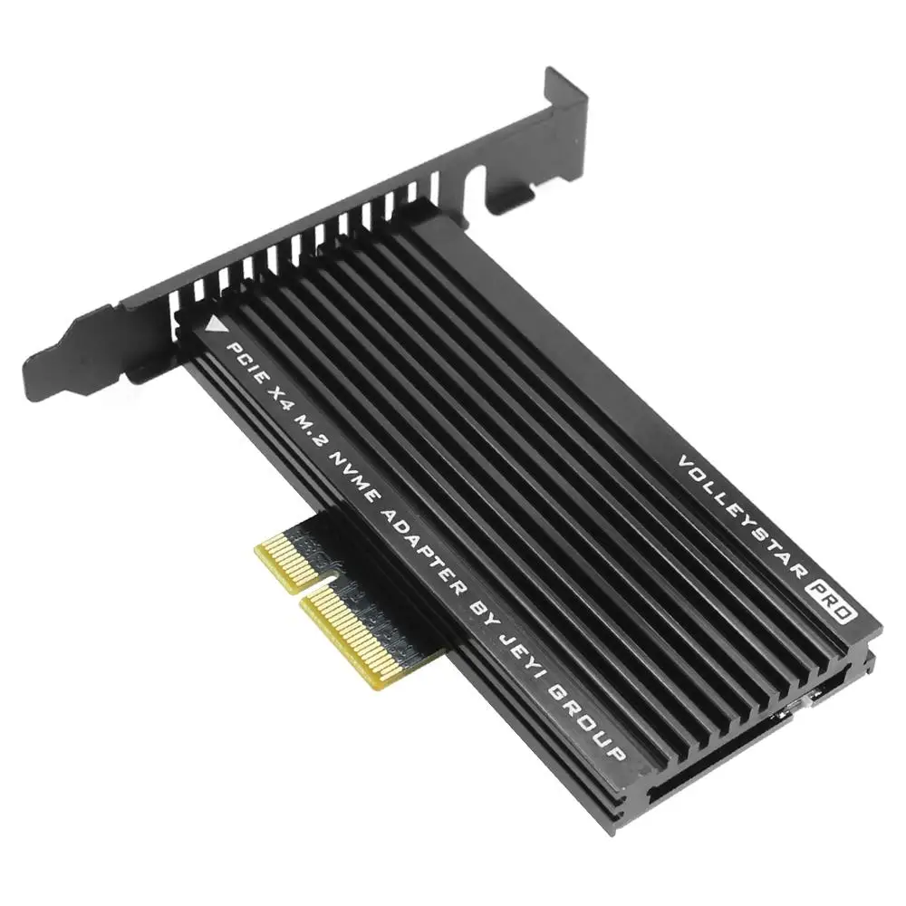 

JEYI VolleyStar-PRO Black Heat Sink M.2 NVMe SSD NGFF TO PCIE X4 Adapter Heatsink MKey Port Card PCI-E 3.0 x4 Full Speed RGB LED