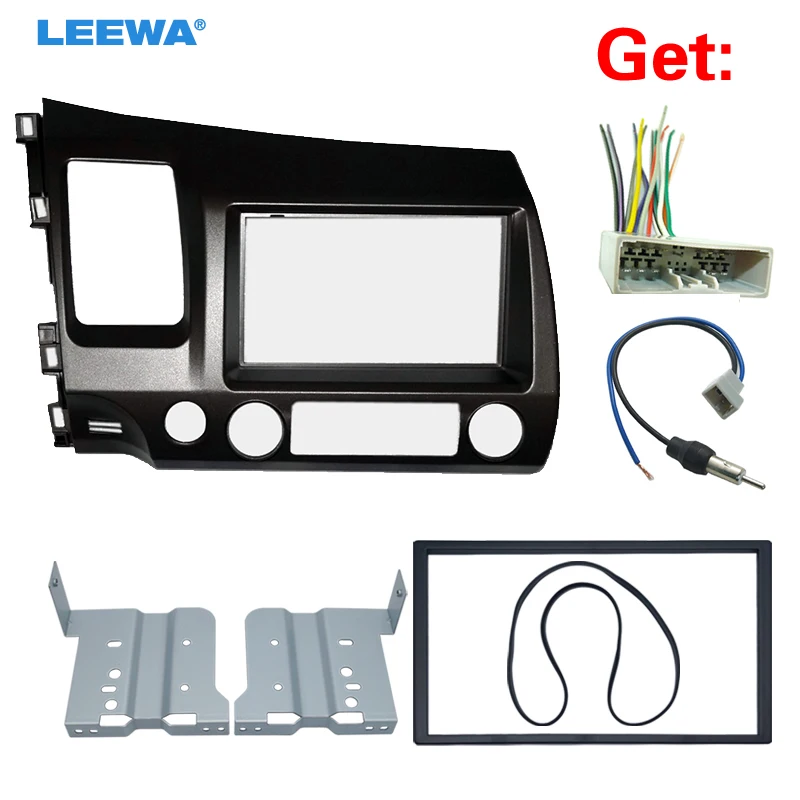 

LEEWA Car Radio Audio Fascia Panel Frame Adaptor For Honda CIVIC (LHD) 2DIN Stereo Plate Frame Installation Fit Kit #CA4417