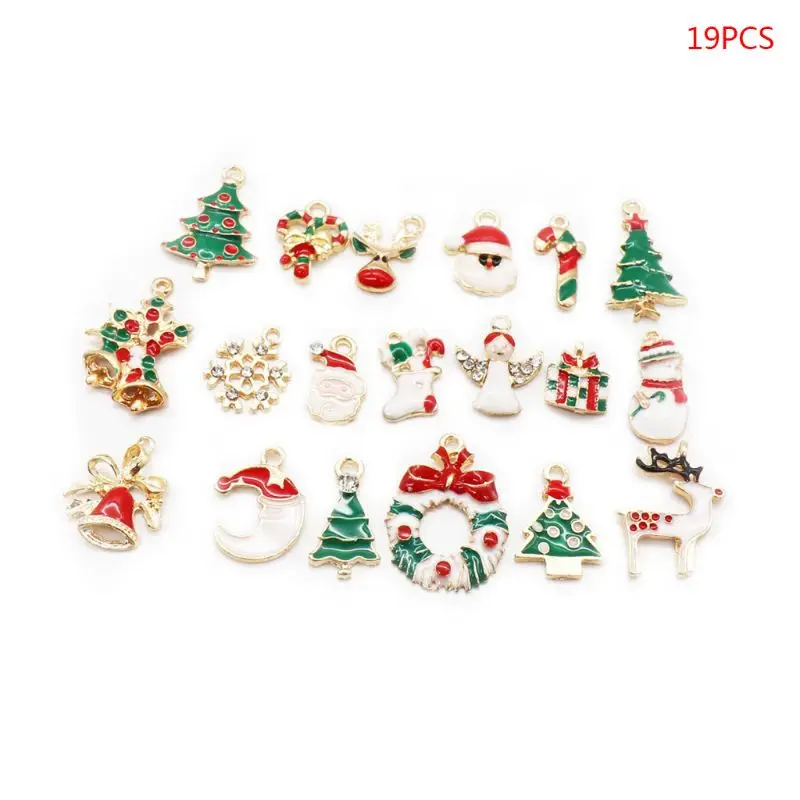 

19Pcs/Set Christmas Theme Pendant Enamel Alloy Mixed Jewelry DIY Accessories