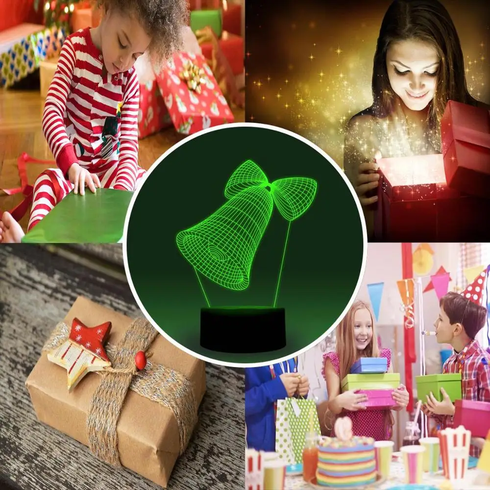 NiteApps 3D кольцо колокольчик ночник настольная лампа Иллюзия подарок на день рождения приложение/сенсорное управление