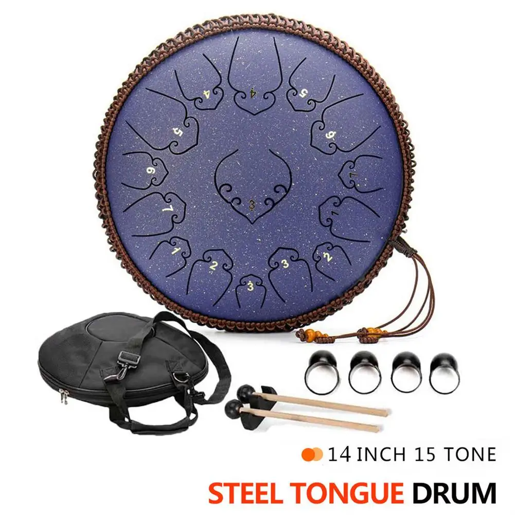 Manual com Estojo Musical para Presente Tambor de Língua de Aço com 15 Tons Lâminas d Percussão Acolchoado Instrumento 14 c - - Image 2