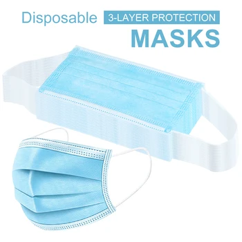 

50pcs 3 Layer Disposable Protective Face Mouth Masks Anti dust PM2.5 Earloop Activated Carbon Anti-Dust Face Safety Masks