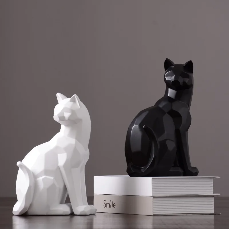 

Low-Poly Cat Statue Cute Animal Modern Decoration Home Ornaments Creative Table Piece Nordic Style