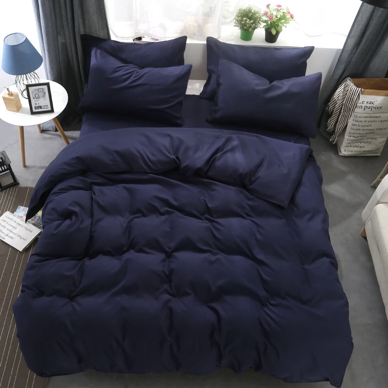 

Fashion bedding set solid bed linen simple style duvet cover flat sheet Full King Single Queen size , AB double side bed set