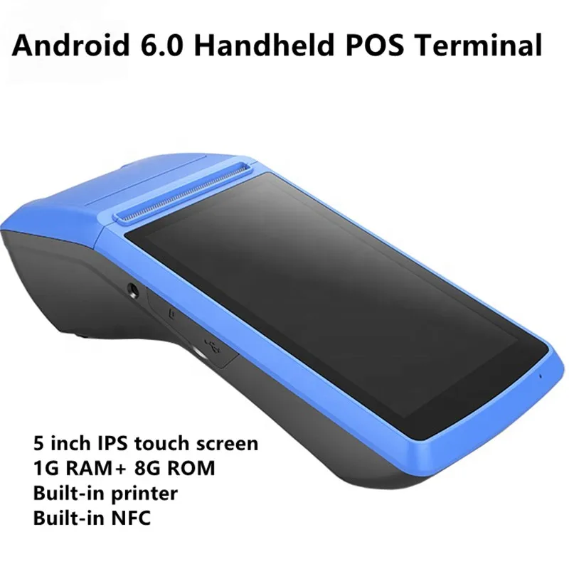 

5'' Touch screen Handheld NFC Smart mobile pos device Wireless Wifi 3G Camera Bluetooth Android POS Terminal with printer