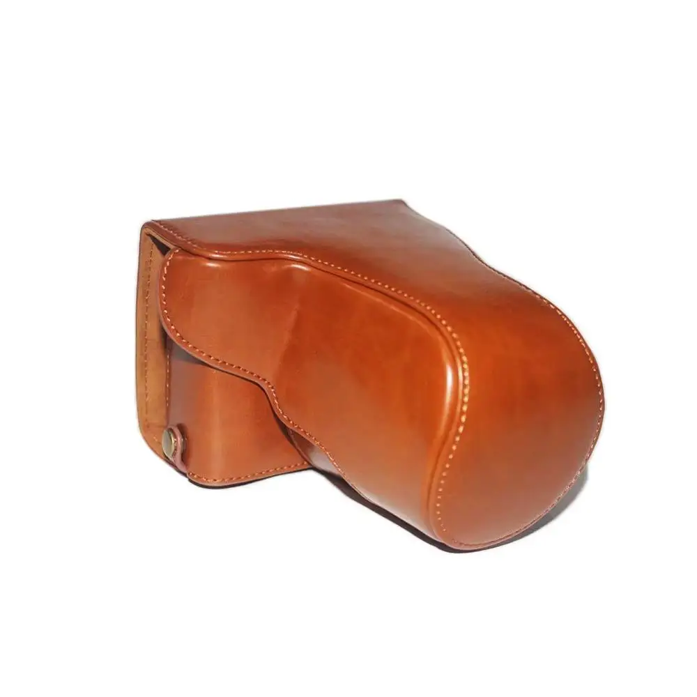 Light Brown Чехол из искусственной кожи в стиле ретро для камеры, сумка через плечо, жесткие сумки для камеры Canon EOS M200 M100 M10 с объективом 15-45 мм - Цвет: Light Brown