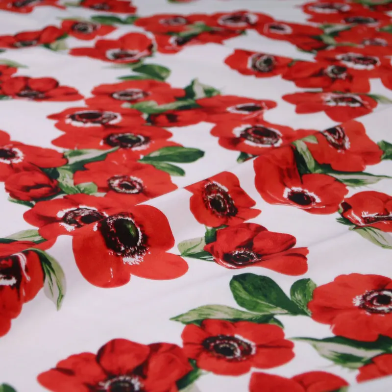 Хлопок tissus, красные цветы напечатаны хлопок Поплин Ткань, женская рубашка и платье DIY ткань Австралийский метр