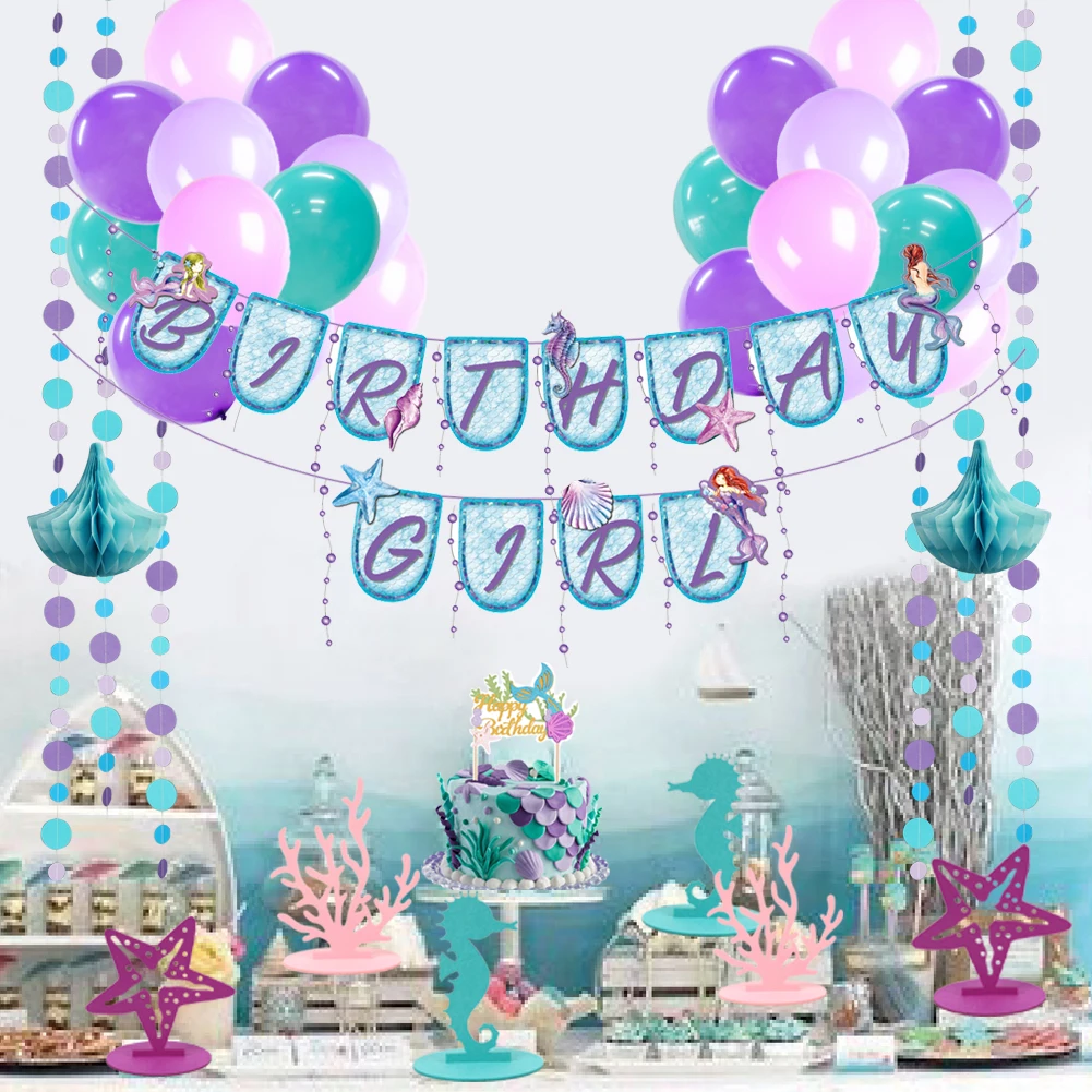 Under The Sea Theme Party Decoration Set Hanging Garland Latex Balloon Table Ornament Cake Topper Kids Birthday Party Supplies Party Diy Decorations Aliexpress