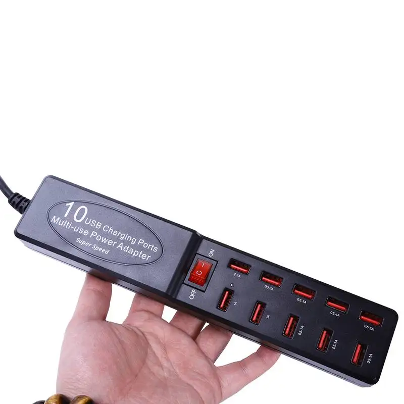FFYY-Multi 10 портов Ac-usb-хаб, адаптер для быстрой полосы питания, настенное дорожное настольное зарядное устройство, зарядная станция для Iphone, samsung, Htc