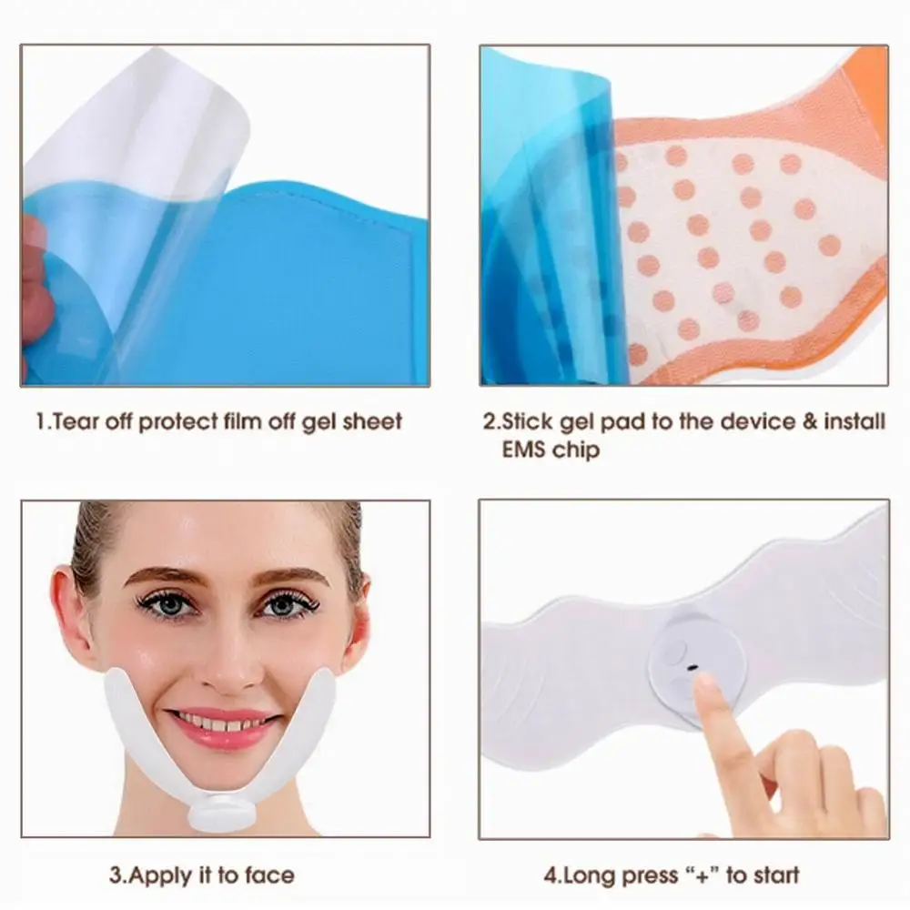 Women Facial Lifting Device EMS Muscle Stimulator V Shape Electric Face Massager EMS ABS Gel Pads Wireless Muscle Stimulation