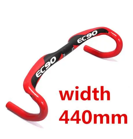red 440mm EC90 углеродный руль для шоссейного велосипеда шоссейных гонок велосипедный руль 31,8*400/420/440 мм горный велосипед бар для организации быстрой доставки - Цвет: red 440mm