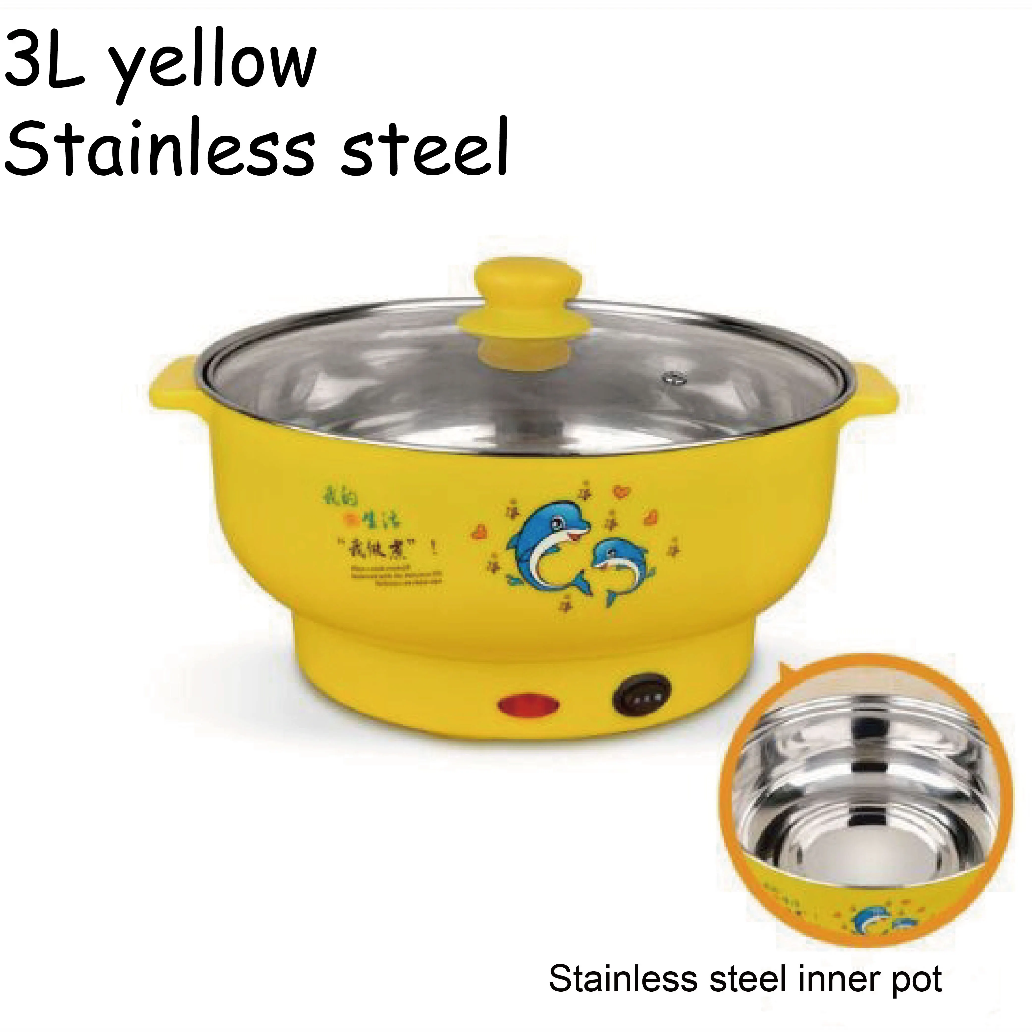 

New 3 liters large capacity home office multi-function electric hot pot stainless steel small electric hot pot noodle cooking po
